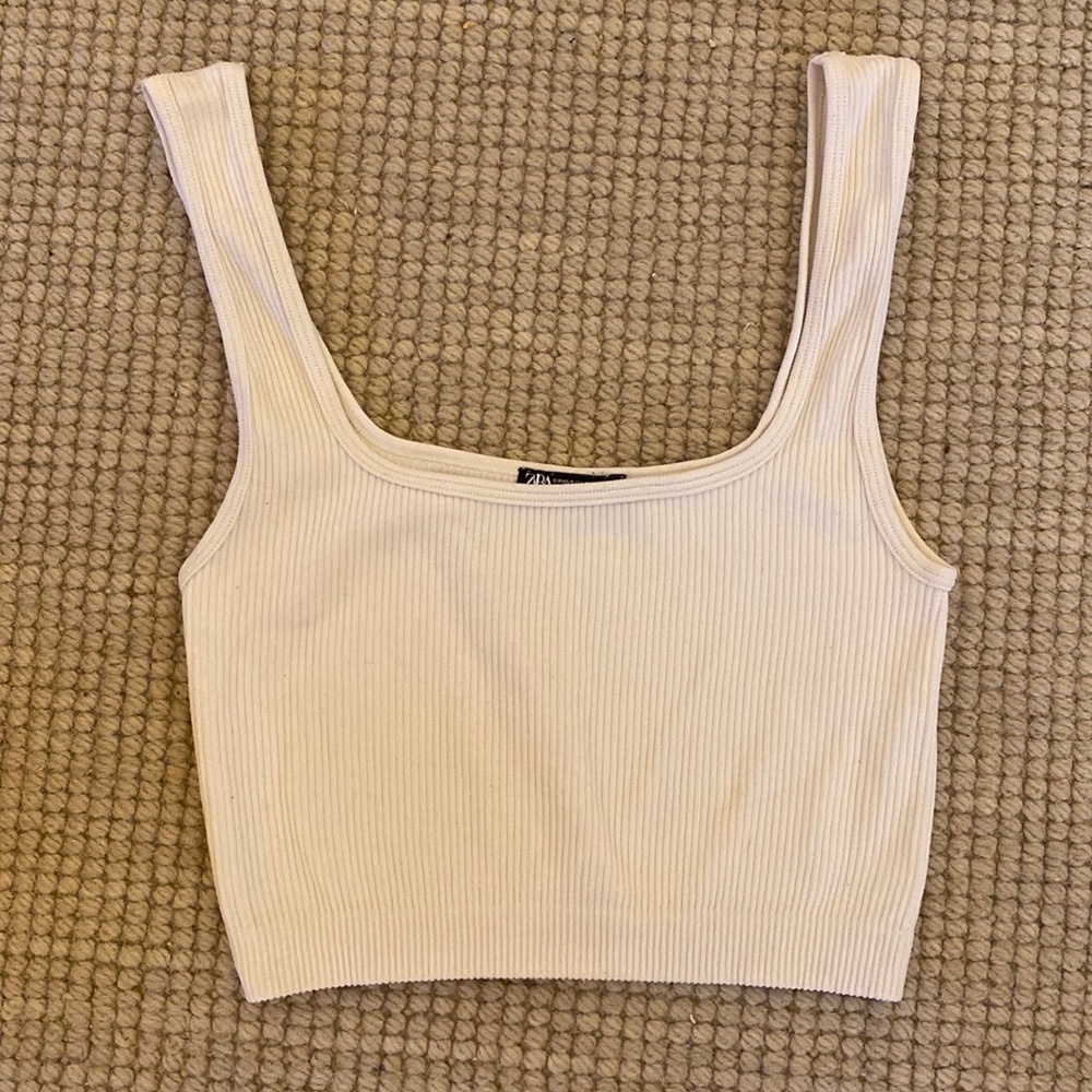 white zara tank
